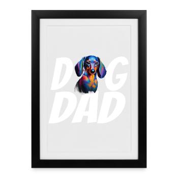 Dachshund Dog Dad Watercolor Design Weiner Dog - Framed poster (27 × 37 cm) - black - Front