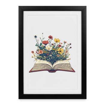Livre fleuri - Affiche encadrée (27 × 37 cm) - noir - Devant