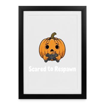 Pumpkin with Controller Scared to Respawn - Framed poster (27 × 37 cm) - black - Front