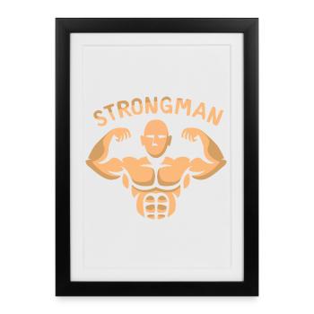 Strongman Bodybuilder – Force et puissance musculaire - Affiche encadrée (27 × 37 cm) - noir - Devant