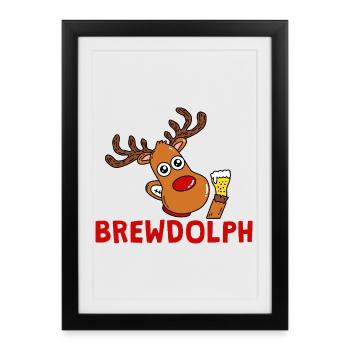 BrewDolph Reindeer Beer Hero - Affiche encadrée (27 × 37 cm) - noir - Devant