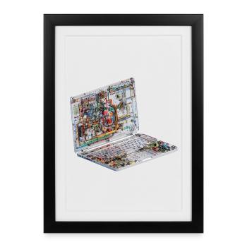Transparent CAD circuit art on laptops - Framed poster (27 × 37 cm) - black - Front