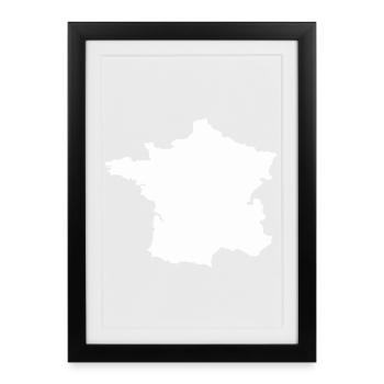 Carte Française Silhouette - Affiche encadrée (27 × 37 cm) - noir - Devant