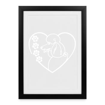 Caniche Coeur Amour Chien - Affiche encadrée (27 × 37 cm) - noir - Devant