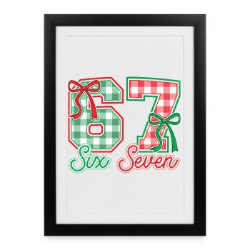 Festive 67 Gingham Bows - Framed poster (27 × 37 cm) - black - Front