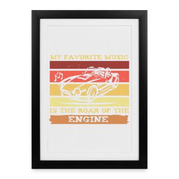Engine sound and music for car fans - Framed poster (27 × 37 cm) - black - Front