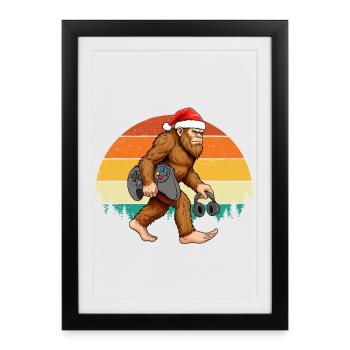 Gamer Bigfoot Christmas Video Games Lover Funny Xm - Framed poster (27 × 37 cm) - black - Front