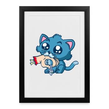 Gourmet kitten - Framed poster (27 × 37 cm) - black - Front