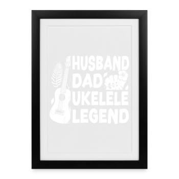 Hawaiian Ukulele Uke Dad Husband - Gerahmtes Poster (27 × 37 cm) - Schwarz - Vorne