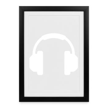 Casque Musique DJ Icône Gaming Vector - Affiche encadrée (27 × 37 cm) - noir - Devant