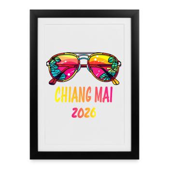 Lunettes de soleil néon Chiang Mai 2026 - Affiche encadrée (27 × 37 cm) - noir - Devant