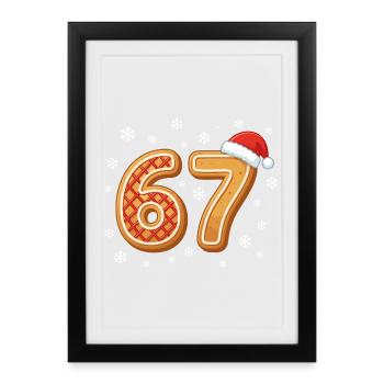 67 Weihnachten Lustiges Gingerbread 6 7 Santa Meme - Gerahmtes Poster (27 × 37 cm) - Schwarz - Vorne