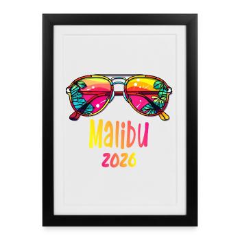 Design de lunettes de soleil Malibu 2026 - Affiche encadrée (27 × 37 cm) - noir - Devant