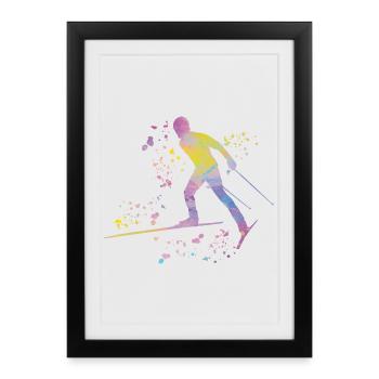 Ski de fond Ski de fond - Affiche encadrée (27 × 37 cm) - noir - Devant