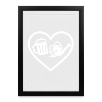 Heart Beer Gardening Humor - Framed poster (27 × 37 cm) - black - Front