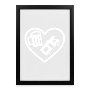 Heart Beer Motorhome Humor - Framed poster (27 × 37 cm) - black - Front