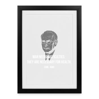 Citation de Carl Jung - Les difficultés guérissent la santé - Affiche encadrée (27 × 37 cm) - noir - Devant
