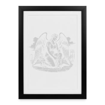 Dessin angélique de formes géométriques dans les ruines - Affiche encadrée (27 × 37 cm) - noir - Devant