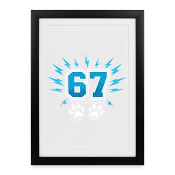 67 Six Seven Meme Drôle | Patte de Chien - Affiche encadrée (27 × 37 cm) - noir - Devant