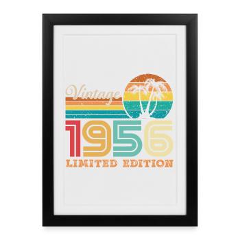 1956 Vintage Cadeau D'anniversaire Rétro 1956 - Affiche encadrée (27 × 37 cm) - noir - Devant