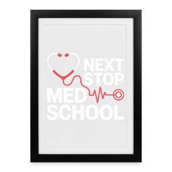 Thé cardiaque stéthoscope de l’école de médecine - Affiche encadrée (27 × 37 cm) - noir - Devant