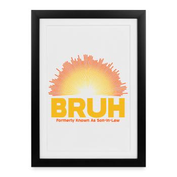 Bruh Sunburst Logo - Gendre - Affiche encadrée (27 × 37 cm) - noir - Devant