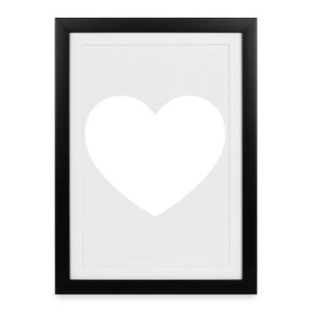 white heart white gift valentine's day - Framed poster (27 × 37 cm) - black - Front