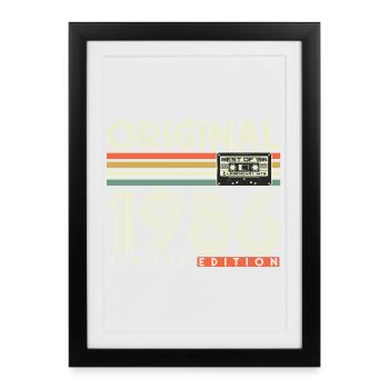 Cadeau rétro vintage pour le 40e anniversaire 1986 - Affiche encadrée (27 × 37 cm) - noir - Devant