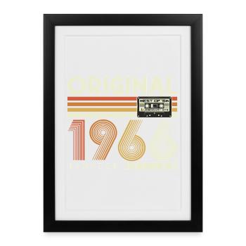 Jahrgang 1966 Vintage 60. Geburtstag Retro - Gerahmtes Poster (27 × 37 cm) - Schwarz - Vorne