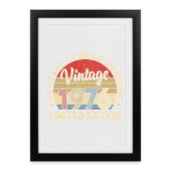 Vintage Vintage 1976 – 50th Anniversary - Framed poster (27 × 37 cm) - black - Front