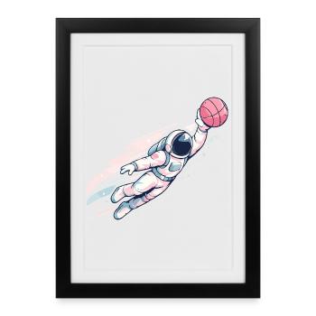 Astronaut Basketball Space Dunk Design - Framed poster (27 × 37 cm) - black - Front