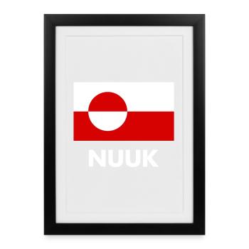 Greenland Flag - Nuuk - Grönland - Denmark Danmark - Framed poster (27 × 37 cm) - black - Front