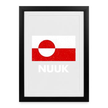 Greenland Flag - Nuuk - Grönland - Denmark Danmark - Framed poster (27 × 37 cm) - black - Front