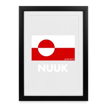 Greenland Flag - Nuuk - Grönland - Denmark - Framed poster (27 × 37 cm) - black - Front