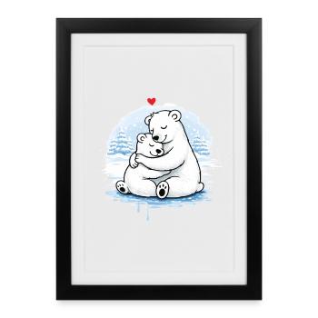 Cuddling polar bears in winter – a loving motif - Framed poster (27 × 37 cm) - black - Front