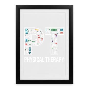 Physiotherapy Mosaic Pictogram - Framed poster (27 × 37 cm) - black - Front