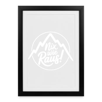 Let's get out – freedom in the mountains - Framed poster (27 × 37 cm) - black - Front