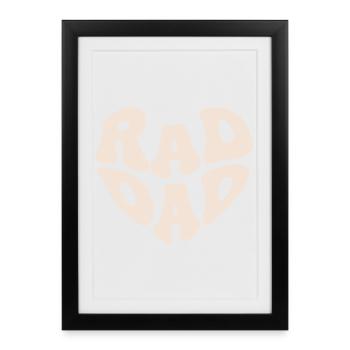 Retro Rad Dad Heart – Cooler Vater (Custom Color) - Gerahmtes Poster (27 × 37 cm) - Schwarz - Vorne