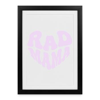 Cœur Retro Rad Mama - Cool Mother (couleur personnalisée) - Affiche encadrée (27 × 37 cm) - noir - Devant