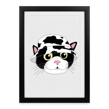 The kitten and its hat - Framed poster (27 × 37 cm) - black - Front