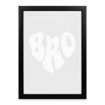 Bro (Brother) Retro Heart - Customizable color - Framed poster (27 × 37 cm) - black - Front