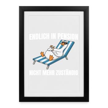 Pensionär Gans - Pension non responsable - Affiche encadrée (27 × 37 cm) - noir - Devant