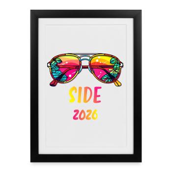 Lunettes de soleil néon 2026 en annexe - Affiche encadrée (27 × 37 cm) - noir - Devant