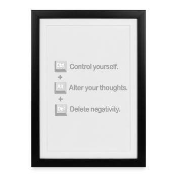 Contrôle Alt, Supprimer Santé mentale Positivité - Affiche encadrée (27 × 37 cm) - noir - Devant