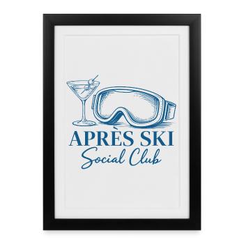 Après Ski Club Cocktail Ski Vacances d’hiver - Affiche encadrée (27 × 37 cm) - noir - Devant