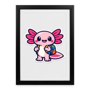 Enfin, un joli axolotl écolier pour l’inscription scolaire - Affiche encadrée (27 × 37 cm) - noir - Devant