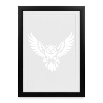 Aggressive owl in flight - Framed poster (27 × 37 cm) - black - Front