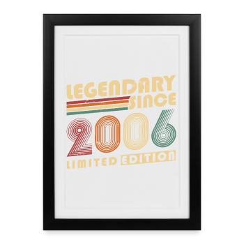 Légendaire depuis 2006 Anniversaire vintage - Affiche encadrée (27 × 37 cm) - noir - Devant