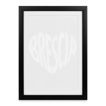 Brescia, Italie Forme du cœur - Affiche encadrée (27 × 37 cm) - noir - Devant