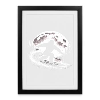 Bigfoot Surfer - Affiche encadrée (27 × 37 cm) - noir - Devant